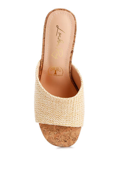 Addie Raffia Slip On Sandals: Natural