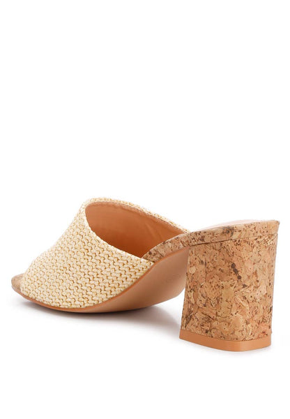 Addie Raffia Slip On Sandals: Natural