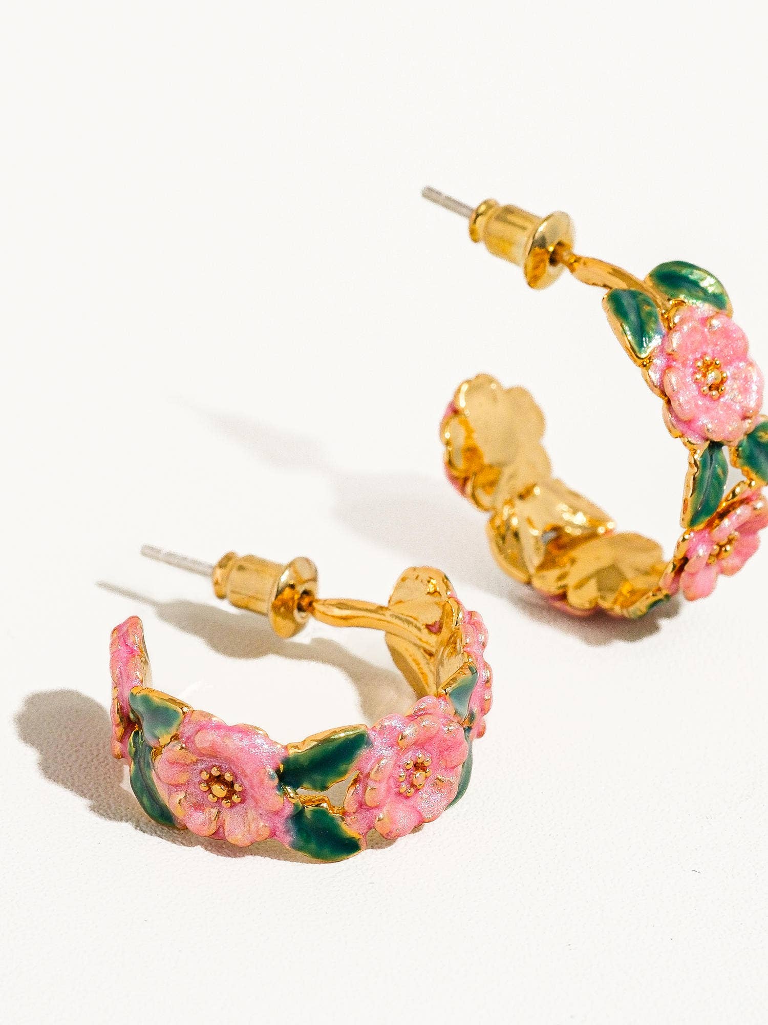 Jocelyn 18K Gold-Plated Floral C-Hoop Earring: Multi-Colored