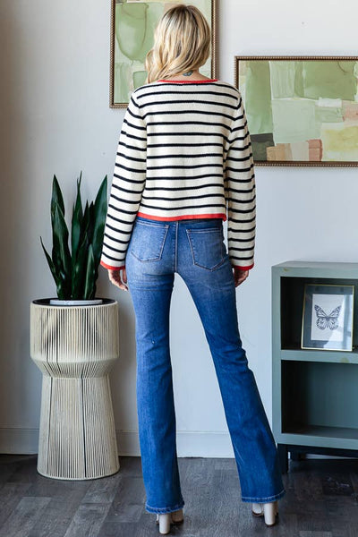 STRIPE ZIP UP CARDIGAN