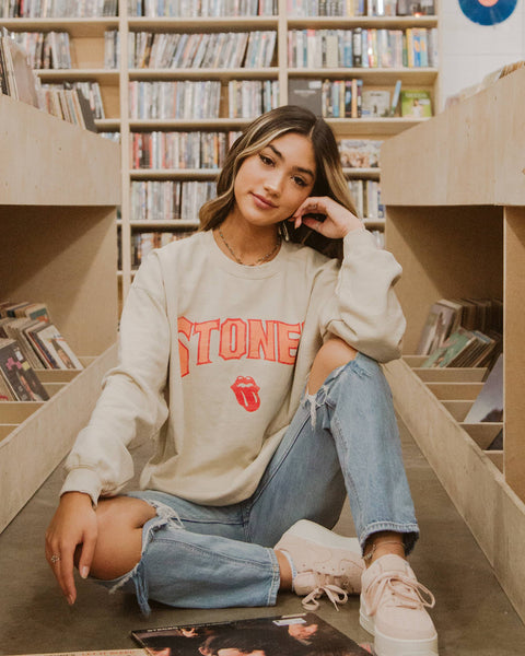 Rolling Stones Arch Sand Thrifted Graphic Sweatshirt
