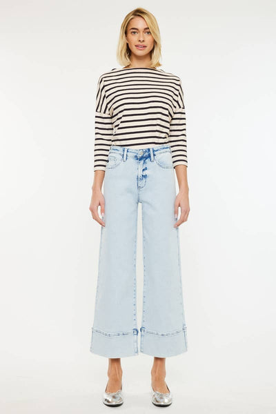 CRATER OPEN PACK HIGH RISE CROPPED WIDE LEG JEANS-LIGHT