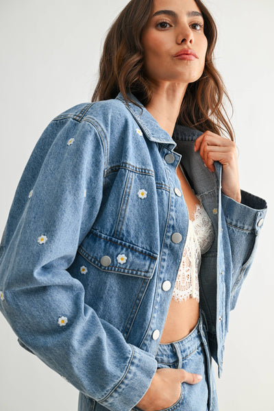Embroidered Denim Set - JACKET ONLY : LIGHT DENIM