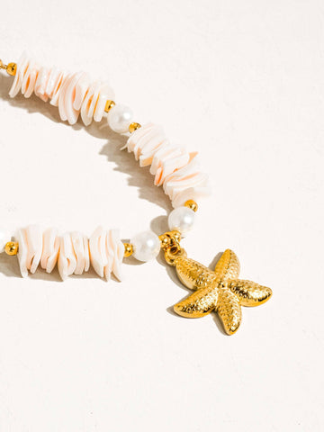 Thelma 18K Gold Non-Tarnish Shell Star Necklace: Multi-Colored