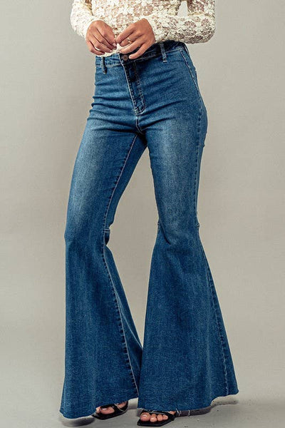 RETRO ULTRA FLARE BELL BOTTOM JEANS  :Black