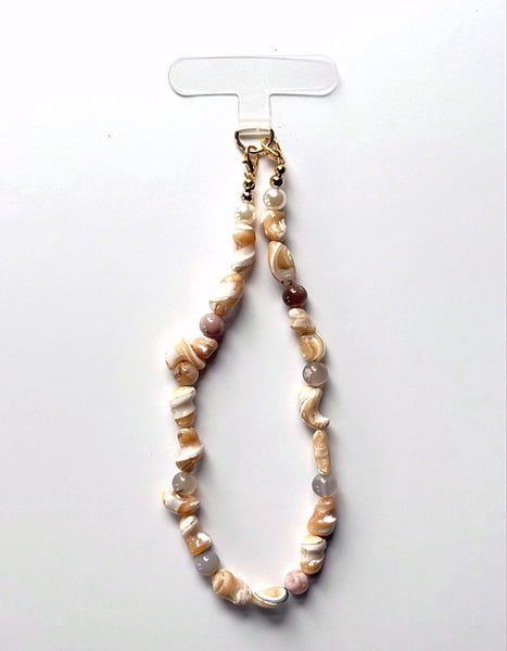 Mother of Pearl Beaded Phone Wristlet