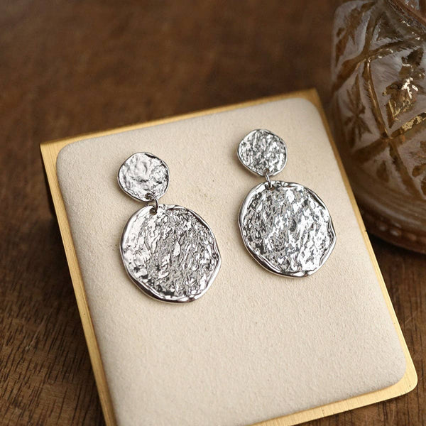Golden Muse – Two Disc Textured Earrings: Gold Tone