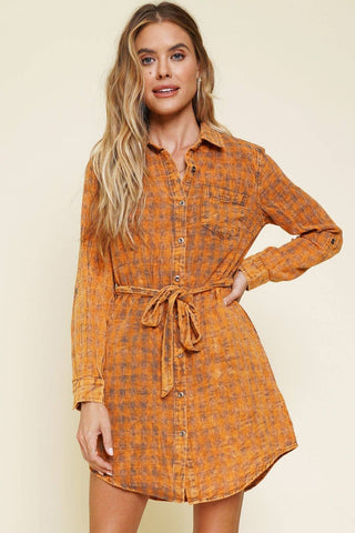 Washed Plaid Dress