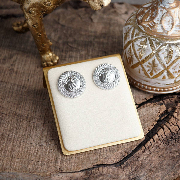 Rope & Relic – Classic Coin Stud Earrings in Gold or Silver: Gold Tone