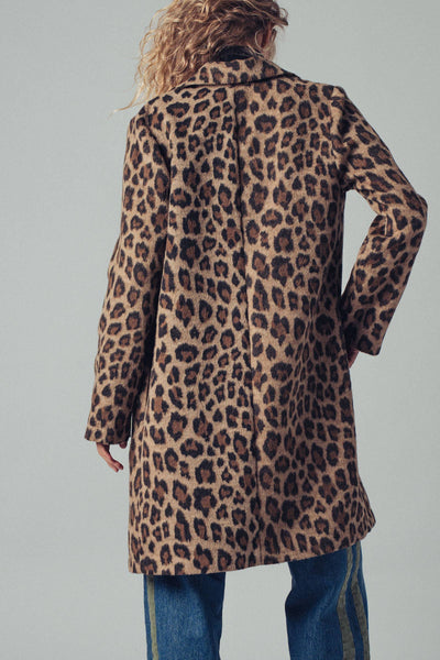 Leopard Print Oversized Statement Coat: BROWN