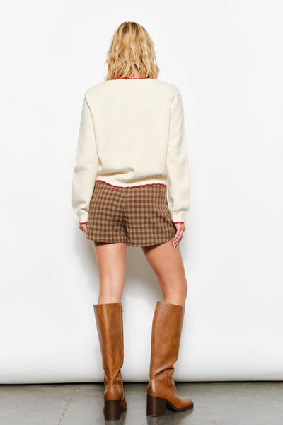 CARLY CHILI PRINT SWEATER - Cozy, Playful, Fun, Knit: Ivory