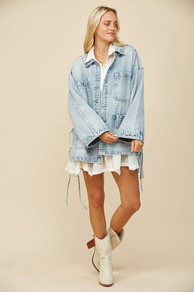 BOHO SIDE TIE DETAIL OVERSIZED DENIM
