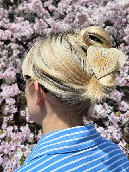 Hand-Painted Celestial Heart Claw Hair Clip | Eco-Friendly