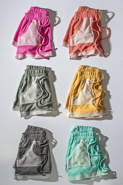 Garner Cozy Reverse Stitch Colorblock Short: OLIVE