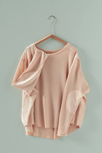 Oversized Waffle Knit High-Low Tunic Top: IVORY / S-M-L:2-2-2