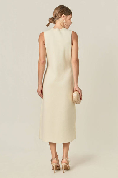 Lila Bow Midi Dress: CREAM/PINK