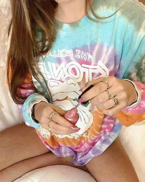 Rolling Stones 78 Tour Fall Swirl Tie Dye LS Tee : S