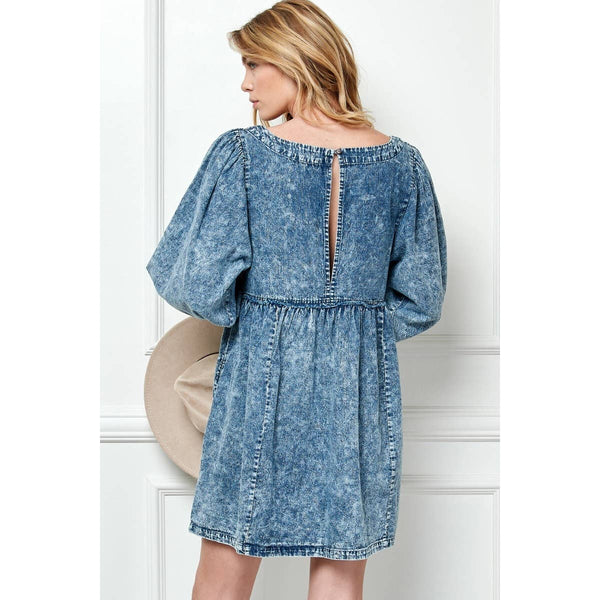 Oversize Pocket Icewash Denim Dress