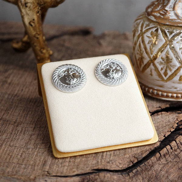 Rope & Relic – Classic Coin Stud Earrings in Gold or Silver: Gold Tone