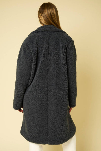 TEDDY OVERSIZED COAT: CHARCOAL