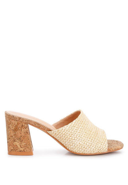 Addie Raffia Slip On Sandals: Natural