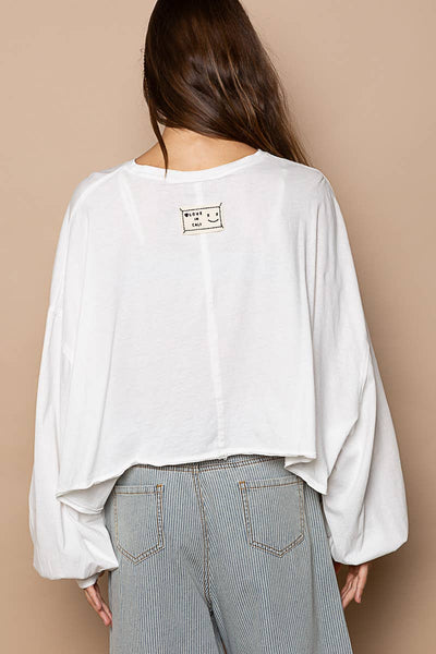 Cropped Long sleeve Basic Knit Top