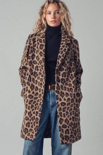 Leopard Print Oversized Statement Coat: BROWN