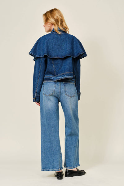 AJJ5850 CAPE DENIM JACKET: DENIM / L