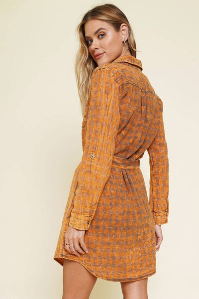 Washed Plaid Dress