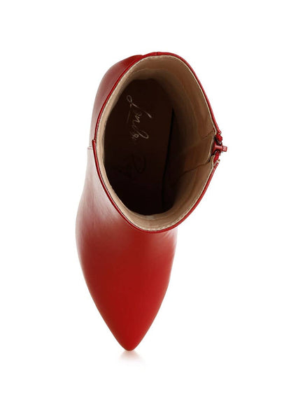 Kaira Metallic Accent Heel High Ankle Boots: Brown