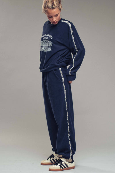 Jane’s Carousel Lace Trim Lounge Set: NAVY