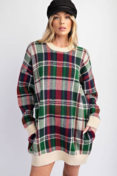 Checked Tunic Knit Fall Dress