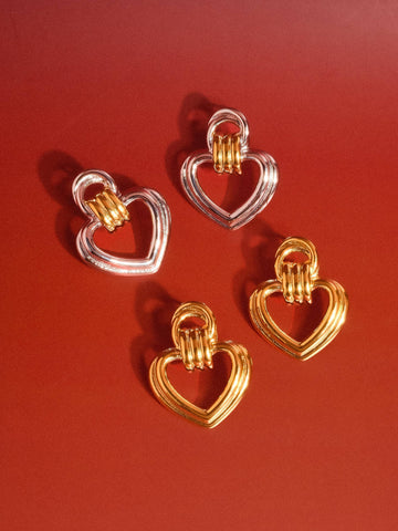 Florent 18K Gold Non-Tarnish Heart Hoop Earring: Yellow Gold
