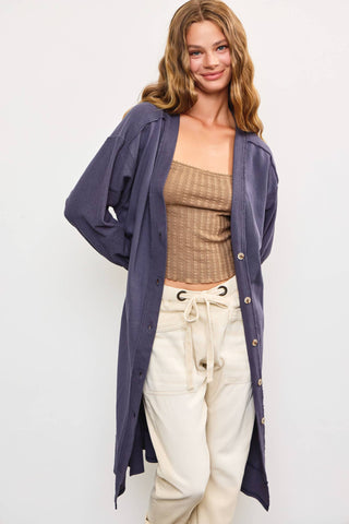 LONG BTN CARDIGAN: OATMEAL / M