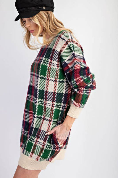 Checked Tunic Knit Fall Dress