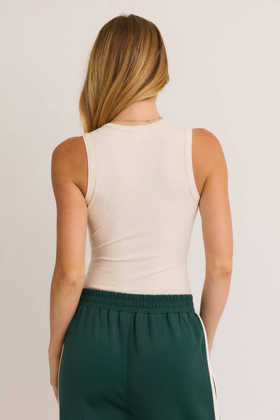 ROUND NECK SLEEVELESS BODYSUIT: White /