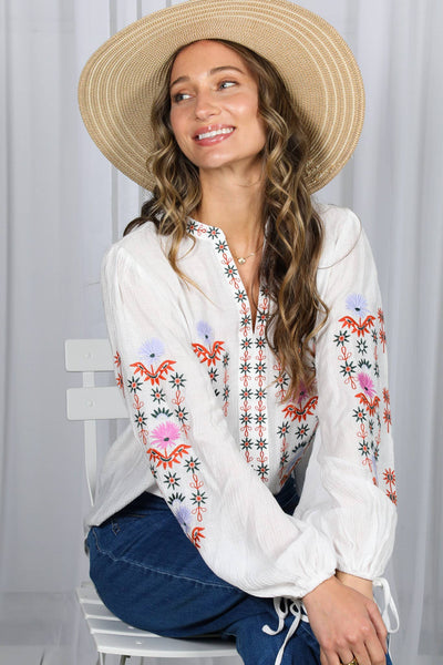 Vintage Embroidered Bohemian Blouse Top