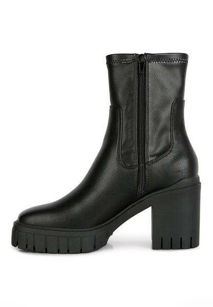 Kokum Faux Leather Platform Heeled Ankle Boot