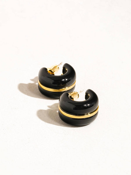 Arlo 18K Gold Small C Hoop Earring: Green