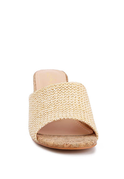 Addie Raffia Slip On Sandals: Natural