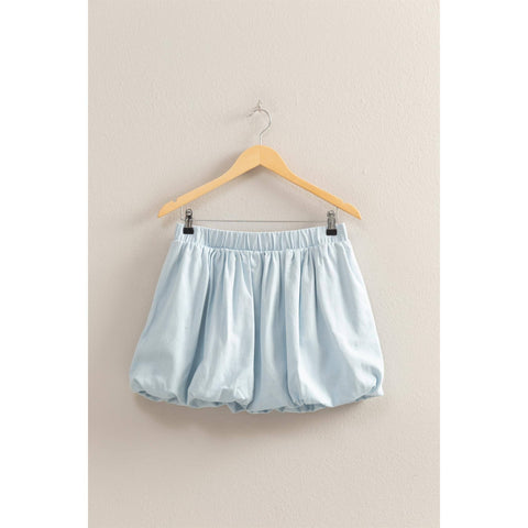 Trendy High Waist Woven Bubble Skirt: ICE BLUE