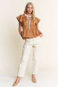 Camel Poplin Cotton Top