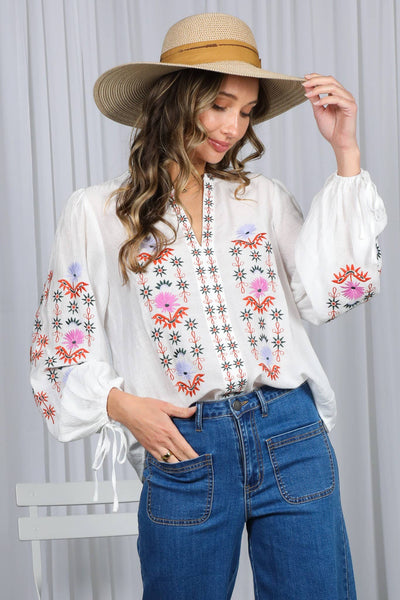 Vintage Embroidered Bohemian Blouse Top