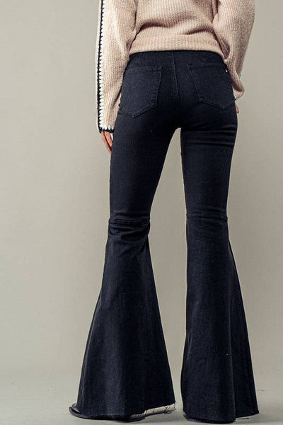 RETRO ULTRA FLARE BELL BOTTOM JEANS  :Black