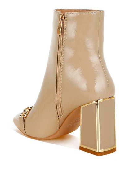 Pollux Metallic Chain Detail Boots: Beige