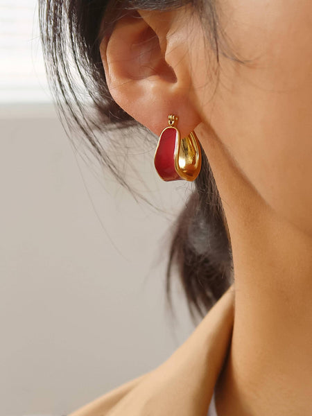 Candide 18K Gold Non-Tarnish Classic Hoop Earring: Black