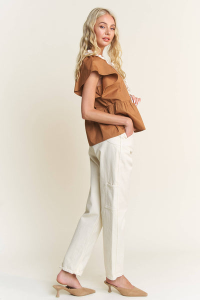 Camel Poplin Cotton Top