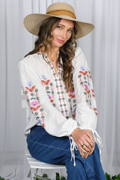 Vintage Embroidered Bohemian Blouse Top