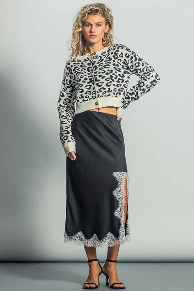 Secret Princess Silk Midi Skirt: BLACK