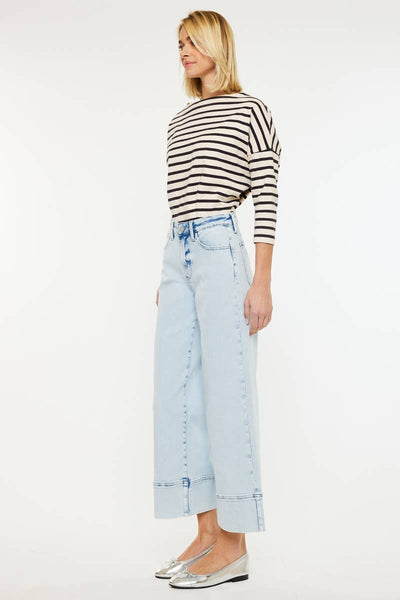CRATER OPEN PACK HIGH RISE CROPPED WIDE LEG JEANS-LIGHT